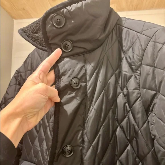 LOFT Black Shearling Mixed Media Coat - XXS Petite - Picture 4 of 10